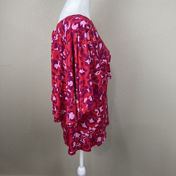 Imam Shirt Women Small Pink Red Purple Animal‎ Print Bold Leopard Cheetah - Picture 6 of 13